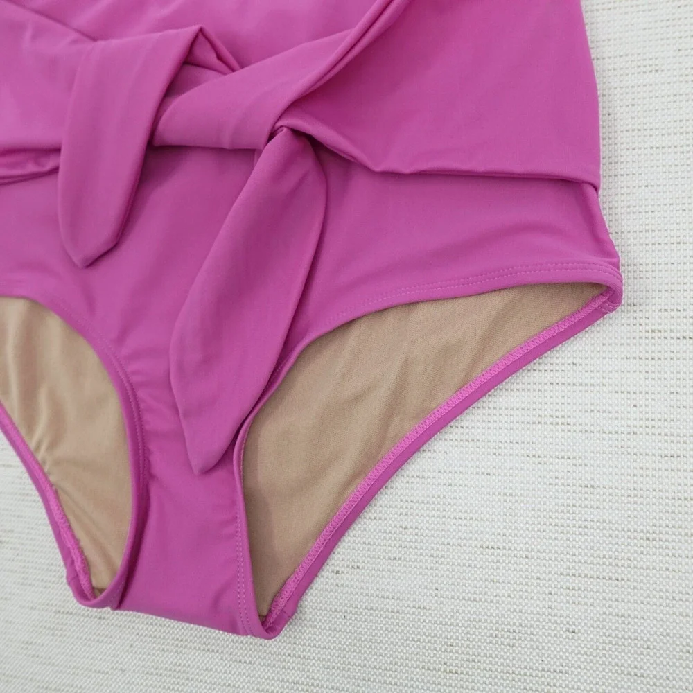 KORTNI JEANE Bikini Bottom XS‎ Purple Tie-Up Front Retro Flattering